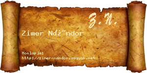 Zimer Nándor névjegykártya